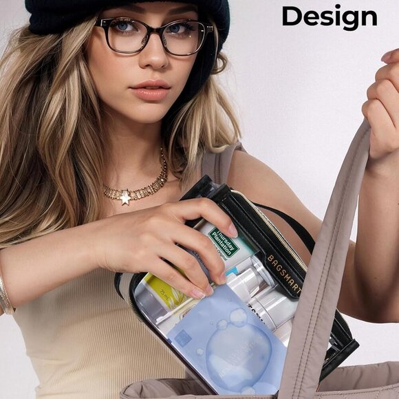 Clear Makeup Bag, TSA Approved Toiletry Bag, Makeup Cosmetic Pouch Bag for Women - Picture 7 of 7